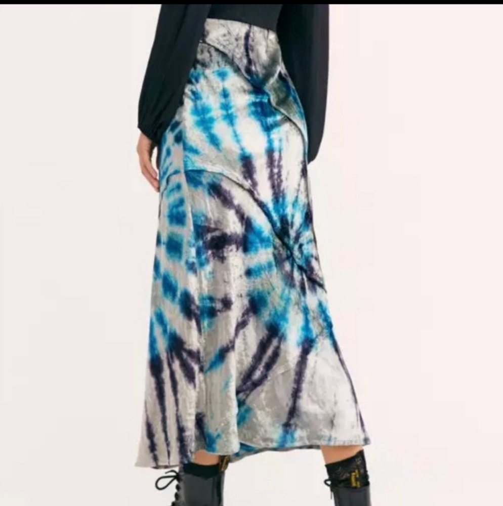 Free People Serious Swagger Tie Dye Velvet Skirt
